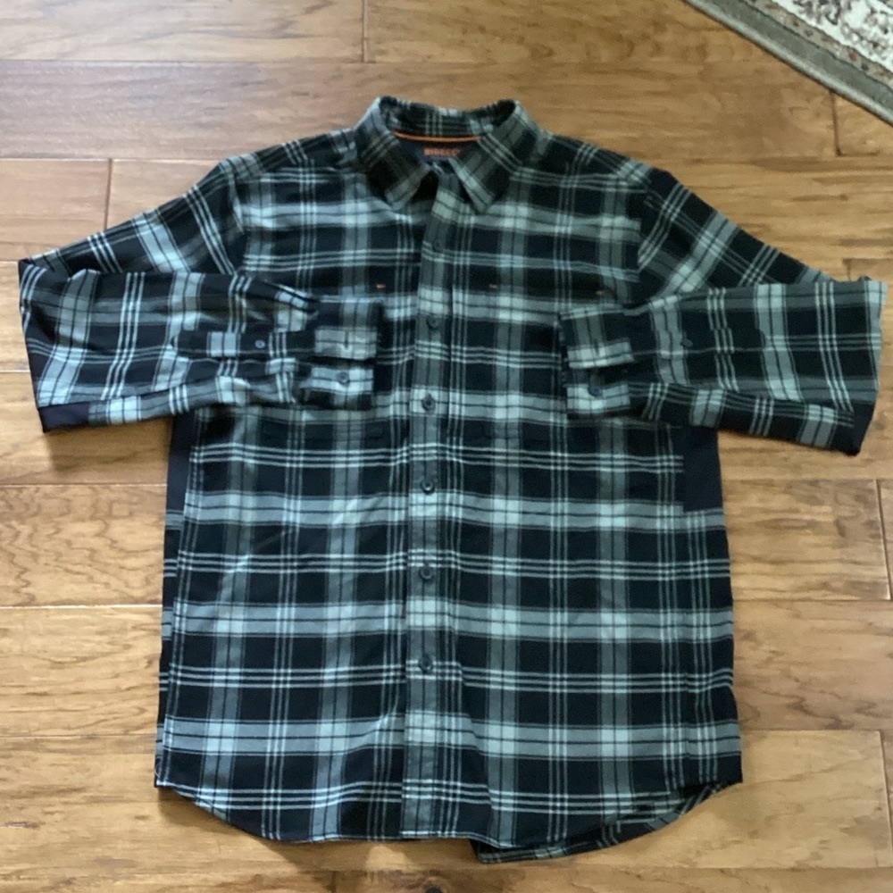 Ridgecut Toughwear NWOT Black & Grey Flannel button down vented shirt size L